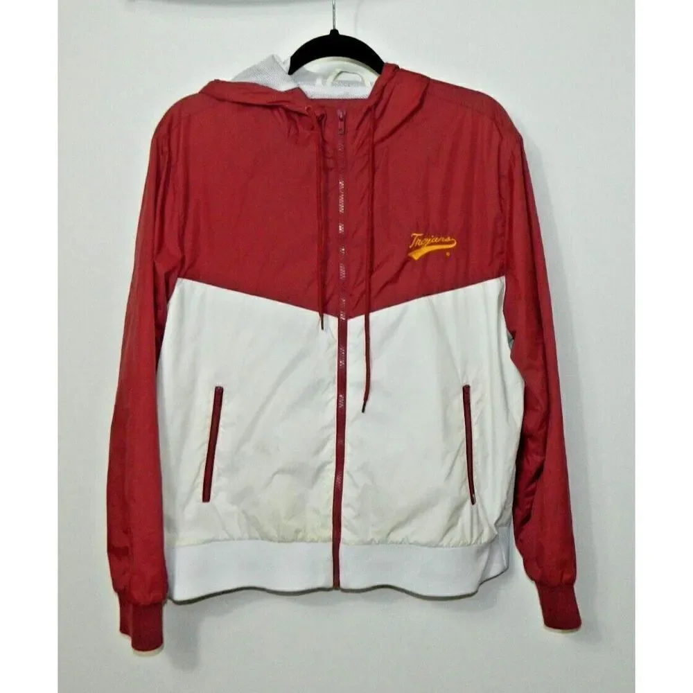 Campus Drive USC Trojans Jacket Size  Medium Burgundy White‎ Vintage Full Zip
